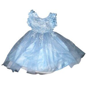 Girls Blue Party Dress Lace Applique Tulle Skirt Cinderella Princess Size 6